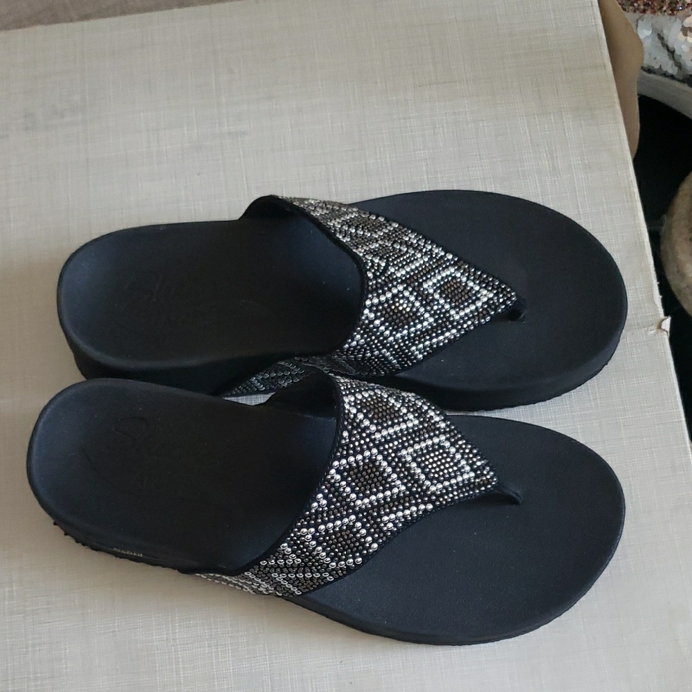 Skechers Black Beaded Women's Sandals